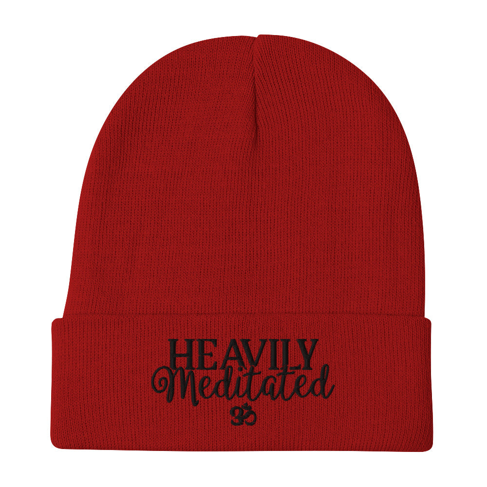 Heavily meditated embroidered beanie