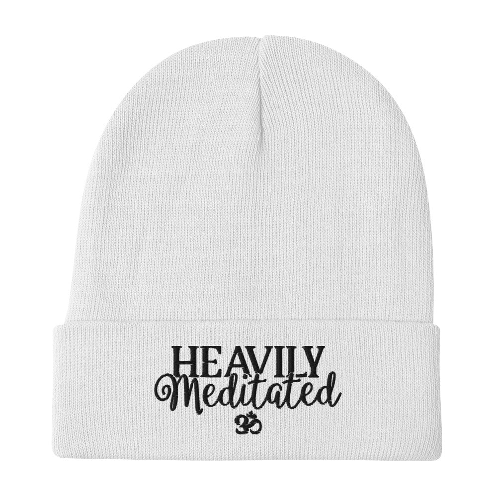 Heavily meditated embroidered beanie