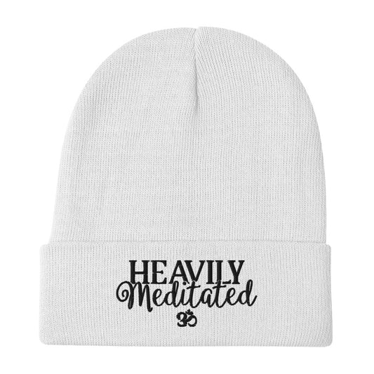 Heavily meditated embroidered beanie