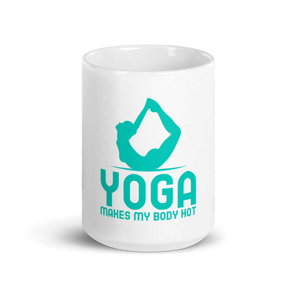 Yoga makes my body hots mug